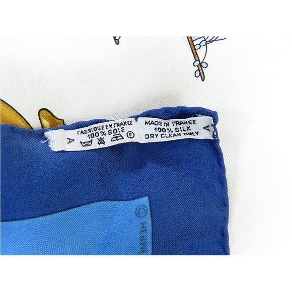 Hermès Blue and Gold Silk Scarf - Picture 11 of 12